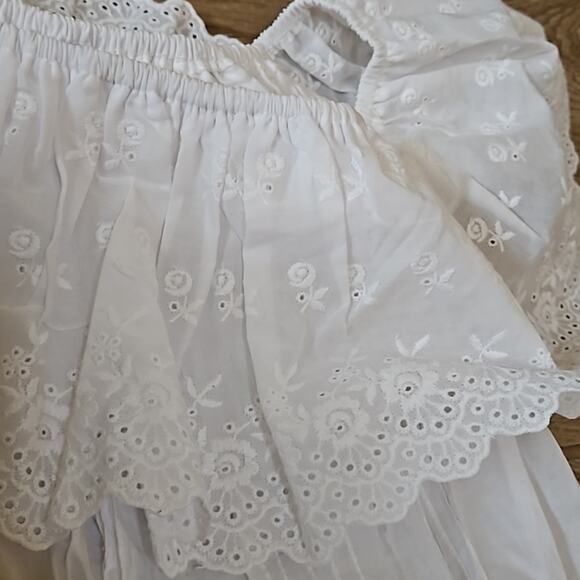 Vintage Women's summer Embroidered white Bardot top Size small - Picture 5 of 10